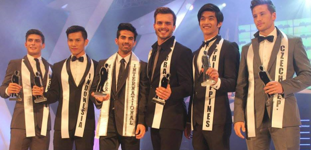 Top 6 (left to right): 3rd RU Gans Briseno of Mexico, 1st RU Albern Sultan of Indonesia, Mr. International 2013 Jose Anmer Paredes of  Venezuela, 2nd RU Jhonathan Marko of Brazil, 4th RU Gil Wagas of the Philippines and 5th RU Antonin Berenek of Czech Republic (Photo credit: Global Beauties)